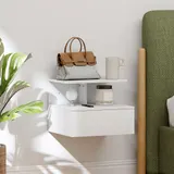 HOMCOM Nachttisch hängend Beistelltisch mit Schublade, offenes Fach, Nachtschrank Nachtkommode Sofatisch für Schlafzimmer, Wohnzimmer, Weiß, 39,8 x 35 x 31,6 cm   Aosom – Bild 3