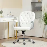 Vinsetto Bürostuhl, Ergonomisch Schreibtischstuhl mit Armlehne, Gepolsterter Rückenlehne, Höhenverstellbar Computerstuhl mit Kunstleder-Optik, Drehstuhl für Home Office, Weiß   Aosom – Bild 3