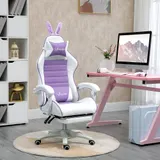 Vinsetto Gaming Stuhl Ergonomischer Gamer Stuhl mit Lendenwirbelstütze, Fußstütze, Gaming Sessel mit Hasenohren, Kopfkissen, Bürostuhl mit Verstellbare Rückenlehne Liegefunktion Violett   Aosom – Bild 3