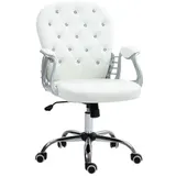 Vinsetto Bürostuhl, Ergonomisch Schreibtischstuhl mit Armlehne, Gepolsterter Rückenlehne, Höhenverstellbar Computerstuhl mit Kunstleder-Optik, Drehstuhl für Home Office, Weiß   Aosom – Bild 1