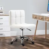 HOMCOM Bürostuhl, Ergonomischer Schreibtischstuhl ohne Armlehne, Höhenverstellbarer Drehstuhl, Computerstuhl für Büro, Arbeitszimmer, Kunstleder, Weiß   Aosom – Bild 3