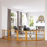 PawHut Absperrgitter Hund Verstellbares Schutzgitter mit Füßen 432 x 70 cm Holz Hundegitter Klappbar Treppenschutzgitter Hundeabsperrgitter für Treppen, Türen, Flur, 6 Paneelen, Gelb   Aosom – Bild 3
