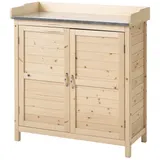 Outsunny Gartenschrank, Pflanztisch mit Unterschrank, Holz, Geräteschrank mit 2 Einlegeböden, Geräteschuppen, Garten Schuppen, Natur  Aosom – Bild 1