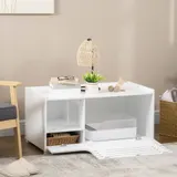PawHut Katzenschrank für Katzentoilette Katzenhaus mit Magnettür und Beistelltisch Design aus MDF in Weiß   Aosom.de – Bild 3