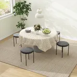 HOMCOM 4er-Set Esszimmerhocker, stapelbar Esszimmerstühle, Küchenstuhl mit gepolstertem Sitz, Samtoptik, Sitzhocker für Küche, Esszimmer  Aosom – Bild 3