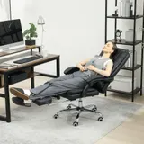Vinsetto Bürostuhl mit Vibrationsmassage Ergonomischer Chefsessel mit Lendenwärmer, Liegefunktion, Fußstütze, Höhenverstellbar Schreibtischstuhl, Drehstuhl mit Seitentasche, Schwarz   Aosom – Bild 3