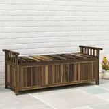 Outsunny 2-Sitzer Gartenbank Holz, wetterfest Sitzbank, Gartenmöbel mit Stauraum Armlehnen, Parkbank 240kg belastbar, Balkonbank, Holzbank für Balkon Terrasse, Garten, 128,5 x 56 x 53,5cm, Verkohlt   Aosom – Bild 3