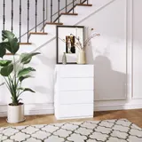 HOMCOM Kommode Schubladenschrank Sideboard mit 4 Schubladen, kippsicherer Büroschrank in Weiß, 55 x 33 x 80 cm, ideal für Wohn- und Arbeitsräume   Aosom.de – Bild 3