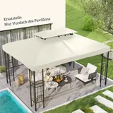 Outsunny Ersatzdach für Metallpavillon 4x3m mit Leckageöffnung, cremeweißes Pavillondach aus Polyester für Garten & Partyzelt   Aosom.de – Bild 3