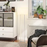 HOMCOM LED Stehlampe Wohnzimmer Stehleuchte mit Leinen-Lampenschirm, minimalistische Standleuchte Nachtleuchte für Schlafzimmer Weiß   Aosom – Bild 3