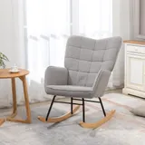 HOMCOM Schaukelstuhl Schwingsessel Akzentstuhl Wohnzimmersessel Relaxsessel, Belastbarkeit bis 120 kg, Berbervlies, Hellgrau 71 x 92 x 101 cm   Aosom – Bild 3