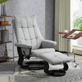 HOMCOM Relaxsessel mit Hocker, Drehbar Fernsehsessel mit Liegefunktion, Wippfunktion, Liegesessel mit doppellagiger hoher Rückenlehne, Samtoptik, für Wohnzimmer, Schlafzimmer, Grau   Aosom – Bild 3