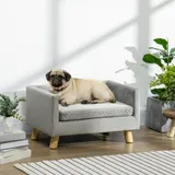 PawHut Hundesofa Samt-Touch Haustiersofa für kleine Hunde bis 8kg mit Holzbeinen Grau 64x45x36cm für stilvolle Tiermöbel   Aosom.de – Bild 3