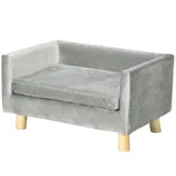 PawHut Hundesofa Samt-Touch Haustiersofa für kleine Hunde bis 8kg mit Holzbeinen Grau 64x45x36cm für stilvolle Tiermöbel   Aosom.de – Bild 1