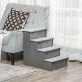 PawHut Haustiertreppe 4-stufige Hundetreppe Katzentreppe Einstiegshilfe mit rutschfester Matte Haustierleiter für Auto Bett Sofa Grau 40 x 59 x 54,2 cm   Aosom – Bild 3