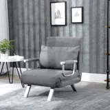 HOMCOM Schlafsofa Schlafcouch mit Verstellbarer Rückenlehne, Wurfkissen, Sofa mit Schlaffunktion, Leinenoptik, Armlehne, Couch für Wohnzimmer, Schlafzimmer, Grau   Aosom – Bild 3