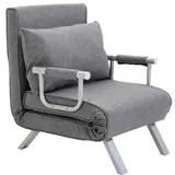 HOMCOM Schlafsofa Schlafcouch mit Verstellbarer Rückenlehne, Wurfkissen, Sofa mit Schlaffunktion, Leinenoptik, Armlehne, Couch für Wohnzimmer, Schlafzimmer, Grau   Aosom – Bild 1