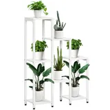 Outsunny Pflanzenständer mit 7 Ablagen Pflanzenregal Blumenständer Blumenregal Gartenregal bis 2kg (jede Ebene) MDF Stahl Weiß 65 x 23 x 94,5cm   Aosom – Bild 1