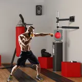 HOMCOM Boxgestell Spinning Bar Boxing Wandhalterung klappbar mit Reflexstange Höhenverstellbarer 360° Schaukel für Erwachsene, Rot   Aosom – Bild 3