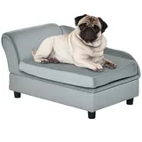 PawHut Hundebett Sofa 76x45x41,5cm mit Stauraum und hoher Rückenlehne, belastbar bis 15 kg, Plüsch und Naturholz, hellblau für kleine Hunde   Aosom.de – Bild 1