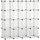 HOMCOM DIY Würfel Regalsystem 16 Würfel Aufbewahrungsbox Kunststoffschrank Weiß 125x32x125cm ideal für Kinderzimmer & Wohnzimmer   Aosom.de – Bild 1