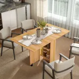 HOMCOM Klapptisch Esszimmertisch mobiler Beistelltisch Schreibtisch mit Rollen 140 x 80 x 74 cm in Naturfarbe, platzsparend & vielseitig   Aosom.de – Bild 3