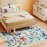 HOMCOM Teppich Anti-Rutsch Küchenteppich Kurzflor mit Fleece-Optik, Autobahn-Muster, Modern-Design für Wohnzimmer Terrasse Balkon & Küche, 160 x 120 cm, Mehrfarbig   Aosom – Bild 3