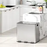 HOMCOM Mülleimer 3 x 15L Abfalleimer aus Edelstahl Mülltrennsystem mit Softclose Deckel und Herausnehmbare Inneneimer, Treteimer mit Deodorant-Fächern für Wohnzimmer, Büro, Silber   Aosom – Bild 3