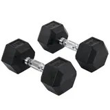 HOMCOM Hexagon Kurzhanteln 2er Set 2x10kg Gusseisen Gummiüberzug Schwarz   Aosom – Bild 1