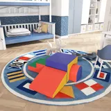 HOMCOM Softbausteine 4er-Set Schaumstoff Bausteine Riesenbausteine Bauklötze Bauspielzeug Schaumstoffblöcke für 1-3 Jahre alt Kinder Kunstleder EPE   Aosom – Bild 3