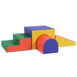 HOMCOM Softbausteine 4er-Set Schaumstoff Bausteine Riesenbausteine Bauklötze Bauspielzeug Schaumstoffblöcke für 1-3 Jahre alt Kinder Kunstleder EPE   Aosom – Bild 1