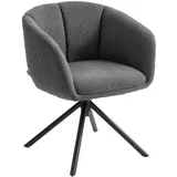 HOMCOM Polsterstuhl Esszimmer, bis 120 kg, Lesestuhl, Leinenoptik, Drehsessel mit Metallbeine, Küchenstuhl, Dunkelgrau   Aosom.de – Bild 1