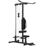 SPORTNOW Kraftstation für Zuhause multifunktionale Fitnessstation mit Latzugstange Seilzugsystem, bis 50 kg Gewichte Fitnessgeräte für Homegym Krafttraining   Aosom – Bild 1