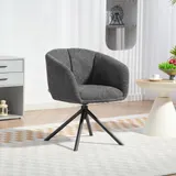 HOMCOM Polsterstuhl Esszimmer, bis 120 kg, Lesestuhl, Leinenoptik, Drehsessel mit Metallbeine, Küchenstuhl, Dunkelgrau   Aosom.de – Bild 3