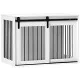 PawHut Hundekäfig für Zuhause, Abschließbar Hundehütte mit Eingang, Hundebox mit Schiebetür, Hundehaus für große Hunde unter 30 kg, Weiß, 98 x 58 x 61 cm   Aosom – Bild 1