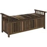 Outsunny 2-Sitzer Gartenbank Holz, wetterfest Sitzbank, Gartenmöbel mit Stauraum Armlehnen, Parkbank 240kg belastbar, Balkonbank, Holzbank für Balkon Terrasse, Garten, 128,5 x 56 x 53,5cm, Verkohlt   Aosom – Bild 1
