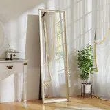 HOMCOM Ganzkörperspiegel 160 x 50 cm Rechteckig Standspiegel mit Metalloptik, Wandspiegel zum Anlehnen, Stehen, großer Spiegel für Flur, Wohnzimmer, Schlafzimmer, Gold   Aosom – Bild 3