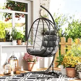 Outsunny Hängesessel Rattan Hängestuhl 195 cm hoch mit Gestell Kissen und wasserdichter Abdeckung für Garten und Indoor bis 150 kg   Aosom.de – Bild 3