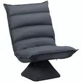 HOMCOM Relaxsessel Bodensofa 360° drehbar mit 5-stufig verstellbarer Rückenlehne, Stahl Dunkelgrau für entspanntes Sitzen   Aosom.de – Bild 1
