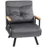 HOMCOM Schlafsessel  Einzelsofa mit Bettfunktion, Relaxsessel mit Verstellbarer Rückenlehne, Samtoptik, Dunkelgrau  Aosom – Bild 1