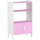 AIYAPLAY Bücherregal Kinder Kinderregal mit 2 Offene Ablage, 2 Schränke, Aufbewahrungsregal mit Kippschutz, rutschfesten Füßen, Spielzeugregal Standregal für Kinderzimmer 60 x 35 x 100 cm Rosa   Aosom – Bild 1