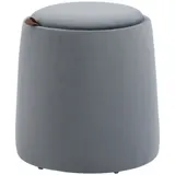 HOMCOM 2-in-1 Ottomane runder Sitzhocker in Grau Samtoptik mit Stauraum abnehmbarer Deckel Ø44cm x 47,5cm vielseitig einsetzbar als Beistelltisch   Aosom.de – Bild 1