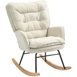 HOMCOM Schaukelstuhl Schwingsessel Armlehnsessel, Stillsessel mit Chenilleoptik, Schaukelsessel bis 120 kg Belastbarkeit für Schlafzimmer, Wohnzimmer, Beige   Aosom – Bild 1