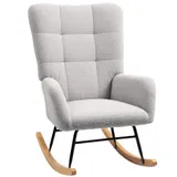 HOMCOM Schaukelstuhl, Schaukelsessel mit Armlehne, Teddysamt-Optik, Relaxsessel mit Holzkufen, Schwingsessel Stillsessel für Schlafzimmer, Wohnzimmer, Hellgrau   Aosom – Bild 1