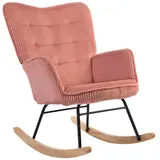 HOMCOM Schaukelstuhl, Schaukelsessel mit Kordoptik, Armlehne, Sessel mit Holzkufen, Relaxsessel für Wohnzimmer, Schlafzimmer, Rosa   Aosom – Bild 1