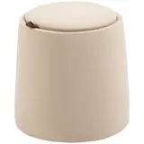 HOMCOM Ottomane runder Sitzhocker mit Stauraum in Beige Samtoptik abnehmbarer Deckel Ø44cm x 47,5cm als Beistelltisch   Aosom.de – Bild 1