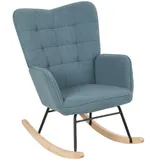 HOMCOM Schaukelstuhl, Schaukelsessel mit Berbervliesoptik, Armlehne, Gepolsterter Sessel mit Holzkufen, Relaxsessel für Wohnzimmer, Schlafzimmer, bis 120kg belastbar, Hellblau   Aosom – Bild 1