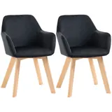 HOMCOM Küchenstühle 2er Set ergonomisch mit verlängerten Armlehnen und Rückenlehne, belastbar bis 120 kg, Polyester und Holz, Schwarz 54x57x80 cm   Aosom.de – Bild 1