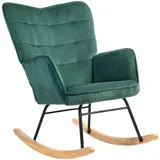 HOMCOM Schaukelstuhl, Schaukelsessel mit Kordoptik, Armlehne, Sessel mit Holzkufen, Relaxsessel für Wohnzimmer, Schlafzimmer, Dunkelgrün   Aosom – Bild 1
