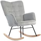 HOMCOM Schaukelstuhl, Schaukelsessel mit Kordoptik, Armlehne, Sessel mit Holzkufen, Relaxsessel für Wohnzimmer, Schlafzimmer, Hellgrau   Aosom – Bild 1